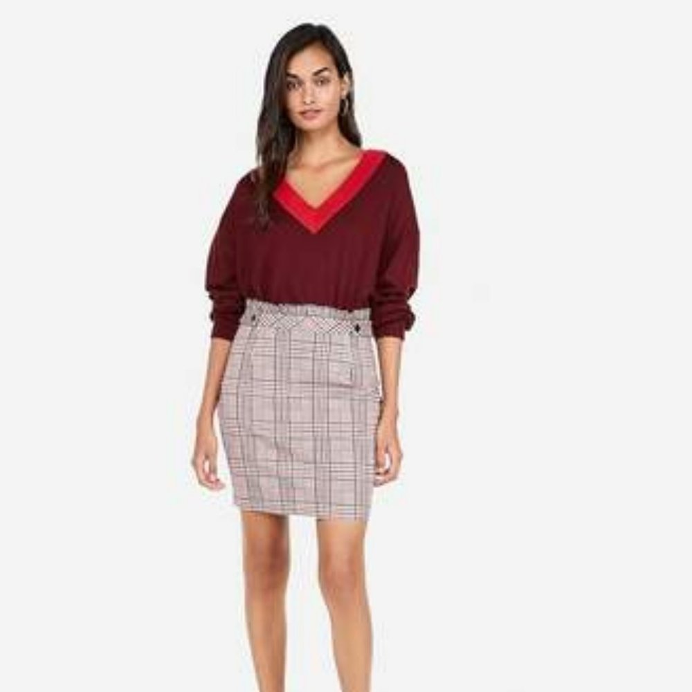 Express High Waisted Plaid Ruffle Mid-Thigh Skirt Size XS NEW NWT